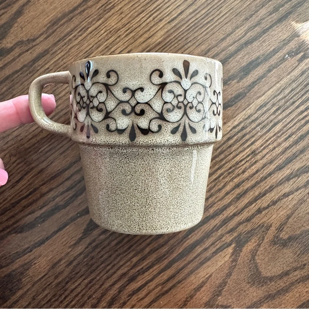 Vintage Pier 1 Stoneware Coffee Cup Mug Drip Glaze 12 oz Cottage Core